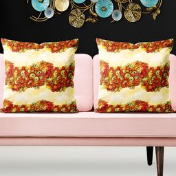 ArtzFolio Yellow & Brown 5 Pieces Floral Printed Square Cushion Covers-image-97