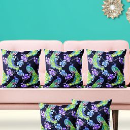 ArtzFolio Blue & Green 5 Pieces Abstract Velvet Square Cushion Covers-image-89