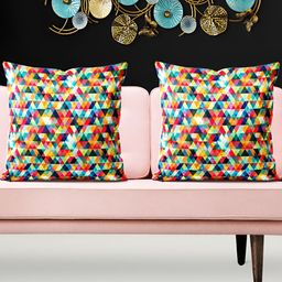 ArtzFolio White & Blue 5 Pieces Printed Square Cushion Covers-image-20