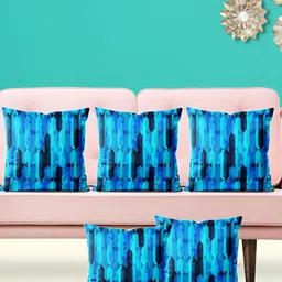 ArtzFolio Blue & Black 5 Pieces Printed Square Cushion Covers-34