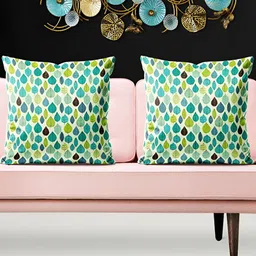 ArtzFolio Green & White 5Pcs Abstract Square Cushion Covers-image-93