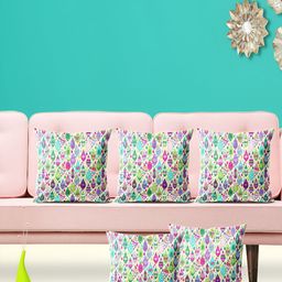 ArtzFolio Green & Purple 5 Pieces Printed Square Cushion Covers-8