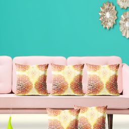 ArtzFolio Yellow & Grey 5 Pieces Floral Square Cushion Covers-image-67