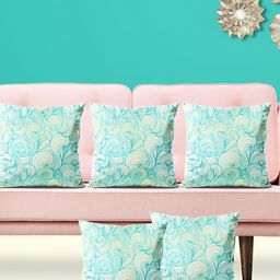 ArtzFolio Off White & Blue 5 Pieces Abstract Printed Square Cushion Covers-image-37