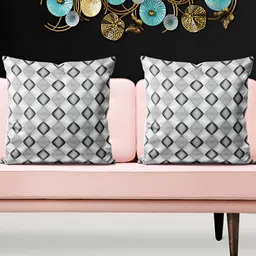 ArtzFolio Black and White 5 Pieces Geometric Printed Square Cushion Covers-43