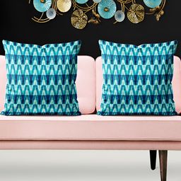 ArtzFolio Blue 5 Pieces Geometric Square Cushion Covers-image-64