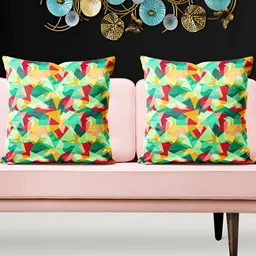 ArtzFolio Green & Red 5 Pieces Geometric Printed Square Cushion Covers-image-5
