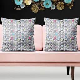 ArtzFolio White 5 Pieces Geometric Printed Square Cushion Covers-image-35