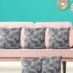 ArtzFolio Black & White 5 Pieces Abstract Velvet Square Cushion Covers-image-68