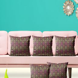 ArtzFolio Brown & Green 5 Pieces Square Cushion Covers-image-58