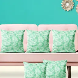 ArtzFolio Green & White 5Pcs Floral Square Cushion Covers-image-39