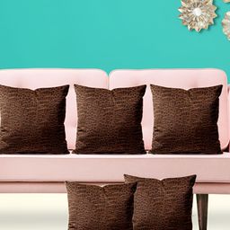 ArtzFolio Brown 5 Pieces Abstract Printed Square Cushion Covers-10