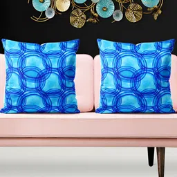 ArtzFolio Blue & white 5 Pcs Abstract Square Cushion Covers-image-59