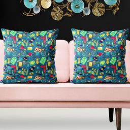ArtzFolio Blue & Red 5 Pieces Square Cushion Covers-image-82