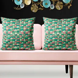 ArtzFolio Green and Red 5 Pieces Abstract Printed Square Cushion Covers-image-6