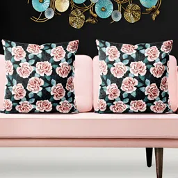 ArtzFolio Green and Pink 5 Pieces Square Cushion Covers-89