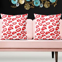 ArtzFolio White & Red 5 Pieces Printed Square Cushion Covers-image-33