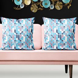 ArtzFolio Blue 5 Pieces Printed Square Cushion Covers-image-8
