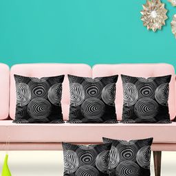 ArtzFolio Black & White 5 Pieces Geometric Printed Square Cushion Covers-image-66