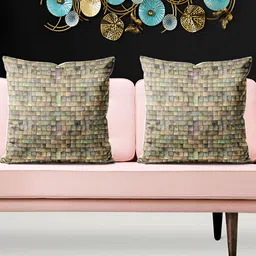 ArtzFolio Green 5 Pieces Geometric Square Cushion Covers-image-57