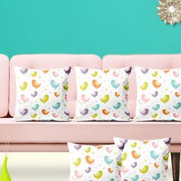 ArtzFolio White & Blue 5 Pieces Printed Square Cushion Covers-image-75