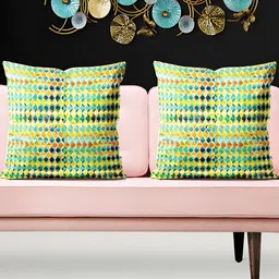 ArtzFolio Green 5 Pieces Abstract Square Cushion Covers-image-58
