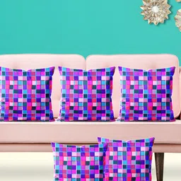 ArtzFolio Blue 5 Pieces Abstract Square Cushion Covers-image-32