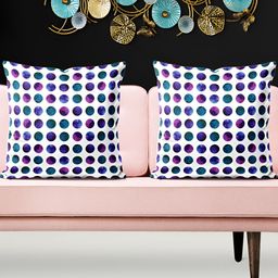 ArtzFolio white & Blue 5 Pieces Abstract Square Cushion Covers-image-46