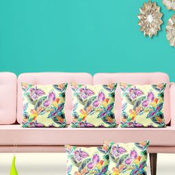 ArtzFolio Yellow & Blue 5 Pieces Floral Printed Square Cushion Covers-image-93