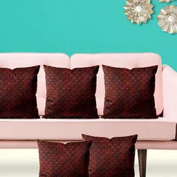 ArtzFolio Red 5 Pieces Printed Square Cushion Covers-image-72