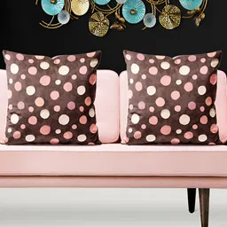 ArtzFolio Brown & Pink 5 Pieces Geometric Printed Square Cushion Covers-8