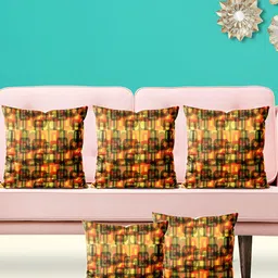 ArtzFolio Brown & Yellow Geometric Printed Square Cushion Covers-image-44