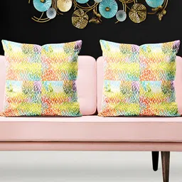 ArtzFolio Yellow Red 5 Pieces Printed Square Cushion Covers-12