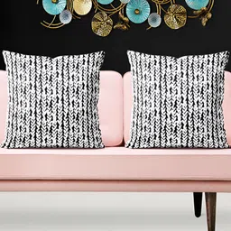 ArtzFolio Black and White 5 Pieces Square Cushion Covers-72