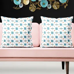 ArtzFolio White 5 Pieces Geometric Square Cushion Covers-image-72