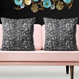 ArtzFolio Black & White 5 Pieces Abstract Square Cushion Covers-image-72