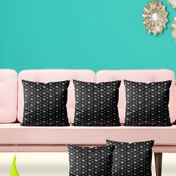 ArtzFolio Black & White 5 Pieces Square Cushion Covers-image-24