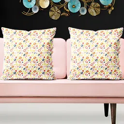 ArtzFolio White & Yellow 5 Pieces Abstract Printed Square Cushion Covers-picture-11