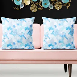ArtzFolio White & Blue 5 Pcs Abstract Square Cushion Covers-image-91