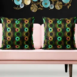 ArtzFolio Black & Green 5 Pieces Geometric Printed Square Cushion Covers-image-65
