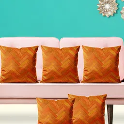 ArtzFolio Brown 5 Pieces Geometric Printed Square Cushion Covers-image-63
