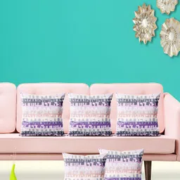 ArtzFolio Purple & Grey 5 Pieces Abstract Printed Square Cushion Covers-4