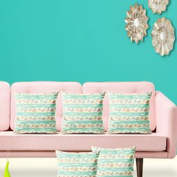 ArtzFolio Green Cream 5 Pieces Square Cushion Covers-image-86
