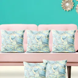 ArtzFolio Grey & Blue 5 Pieces Abstract Square Cushion Covers-image-82