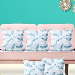 ArtzFolio Blue & White 5 Pieces Butterfly Printed Square Cushion Covers-image-71