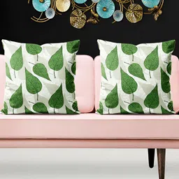 ArtzFolio Green & White 5Pcs Floral Square Cushion Covers-image-60