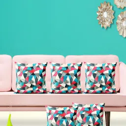 ArtzFolio Blue & Red 5 Pieces Geometric Printed Square Cushion Covers-picture-57