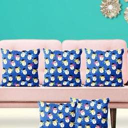 ArtzFolio Blue & White 5 Pieces Abstract Square Cushion Covers-38
