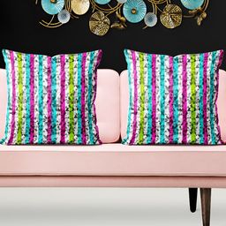 ArtzFolio White & Pink 5 Pieces Geometric Printed Square Cushion Covers-image-62