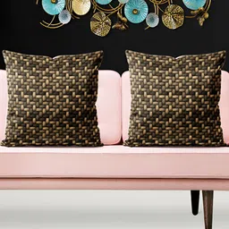 ArtzFolio Black and Beige 5 Pieces Abstract Printed Square Cushion Covers-2